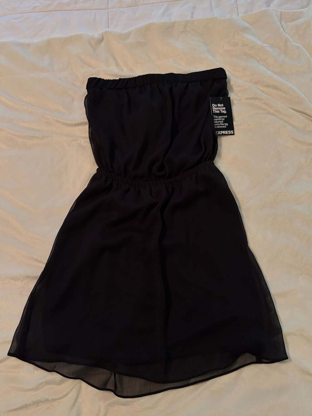 Y2K Glam Express Black Strapless Chiffon shirt Size XS NWT